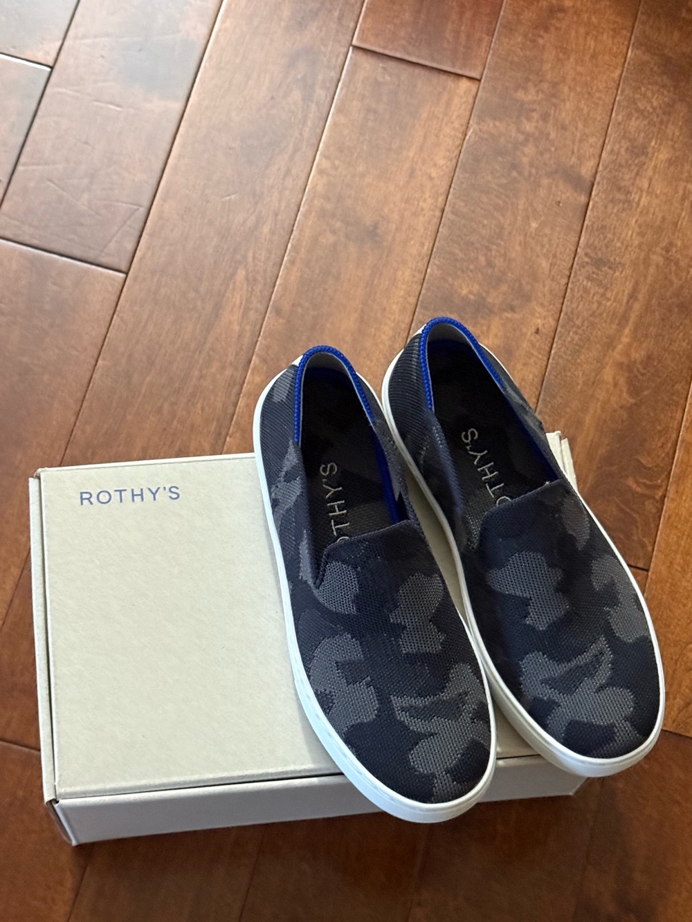 Rothy's Navy Camouflage Slip-On Sneakers